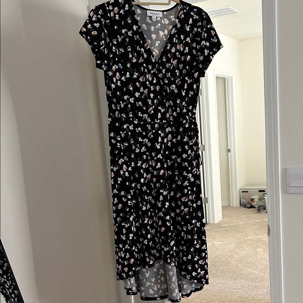 Gilli Black Floral High Low Dress